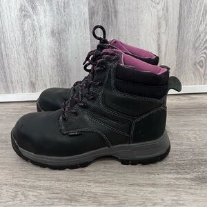 Wolverine Women's Piper work boot Composite Toe Size 7 Black pink 6" Waterproof